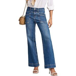 Women’s Wide Leg Jeans High Rise Stretchy Denim Casual Work Stylish